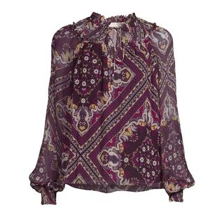 Ramy Brook Safron Multicolor Patterned Silk Blouse Size XS